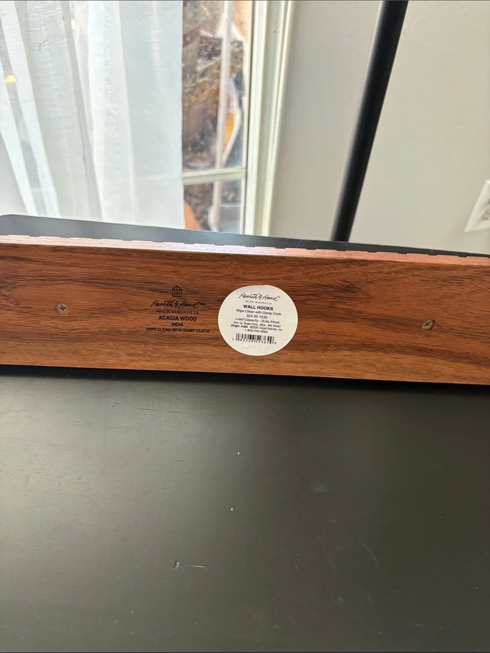 Mid-Century Wooden Peg Wall Rack in Warm Brown 24 inch Hearth and Hand